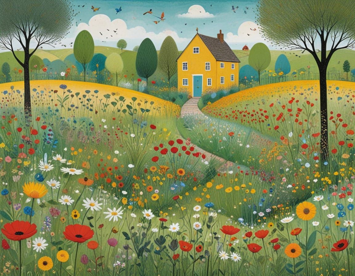 Vibrant Sensory Garden in Abstract Art