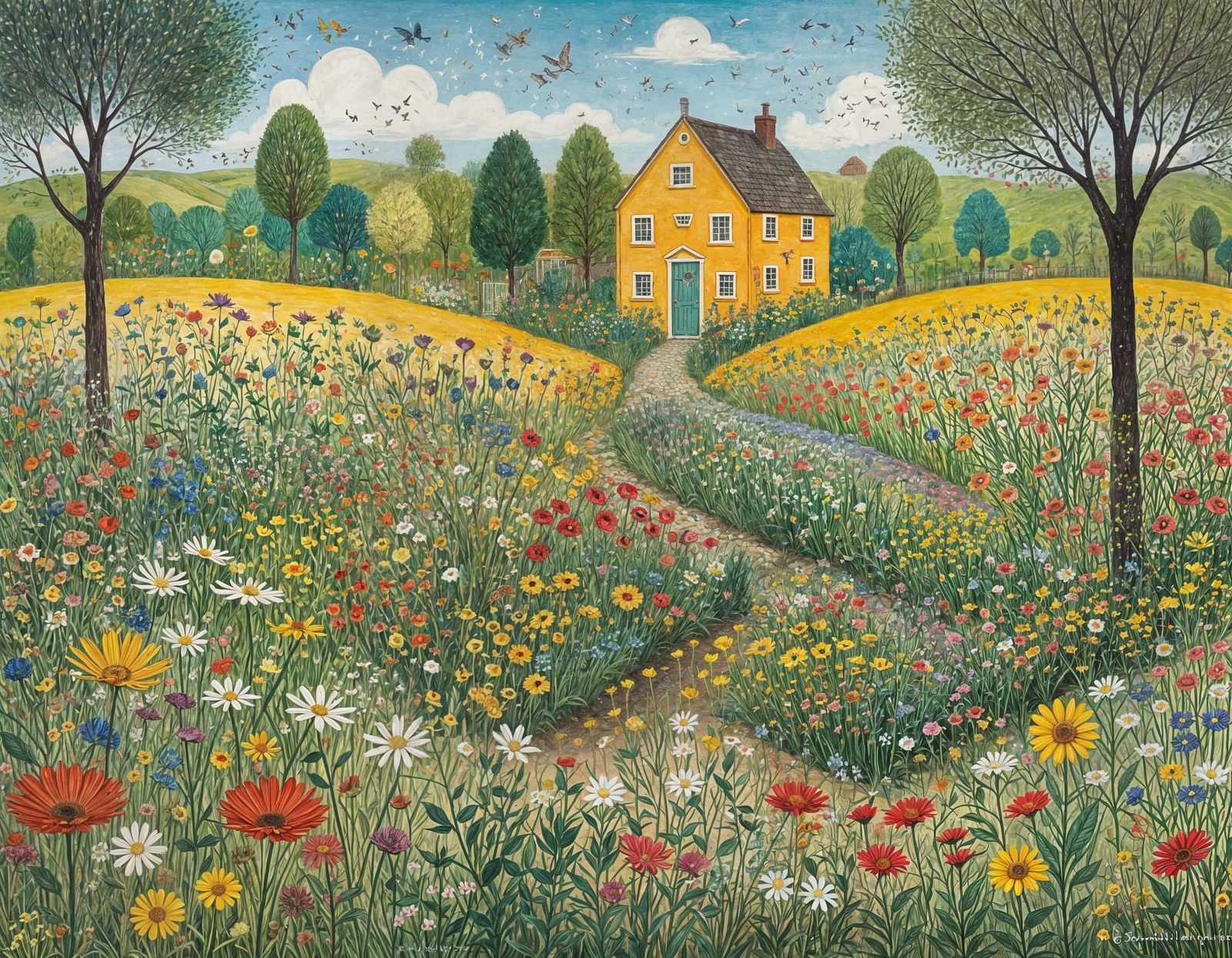 Vibrant Sensory Garden in Abstract Art