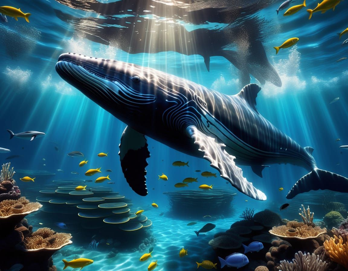 Hyper-Realistic Humpback Whale in Photorealistic Oceanic Sce...