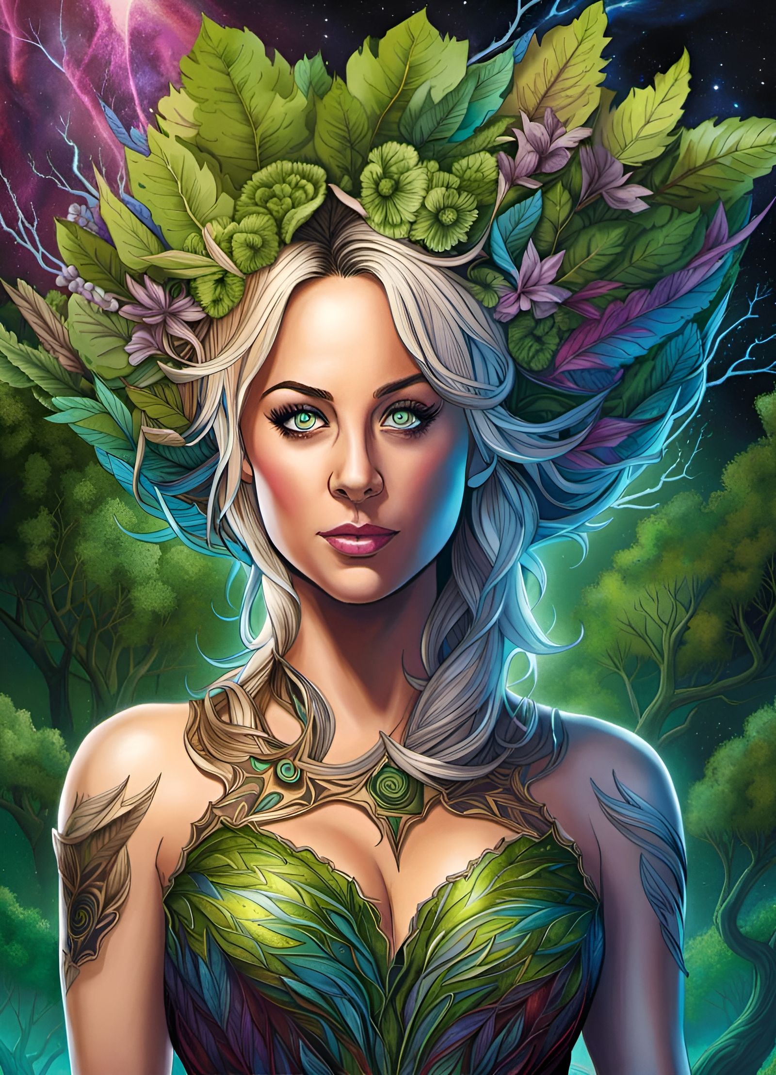 Dryad Portrait Inspired by Kaley Cuoco in 4K