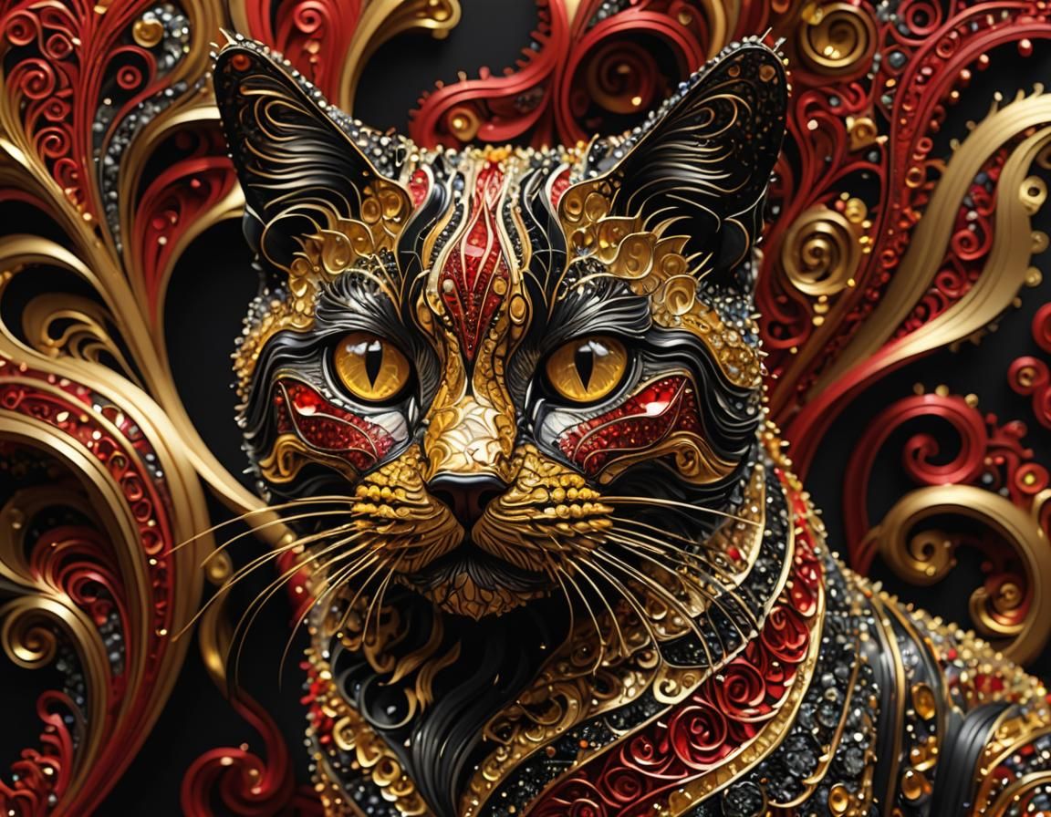 Glitter Glue Cat in Abstract Vector Art