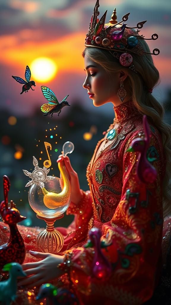 Enameled Glass Music Notes in Surreal Bio Art