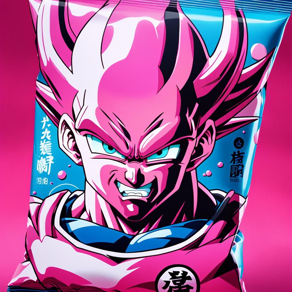 Dragon Ball's Buu Food Packaging in Anime Style