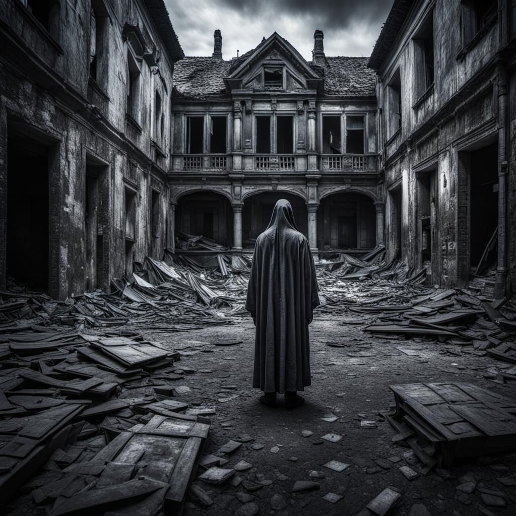 Ghostly Figure Haunts Abandoned Town