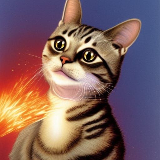 Retro Sci-Fi Cat Illustration