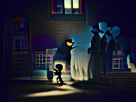 Abstract Night Landscape with Short Shadows