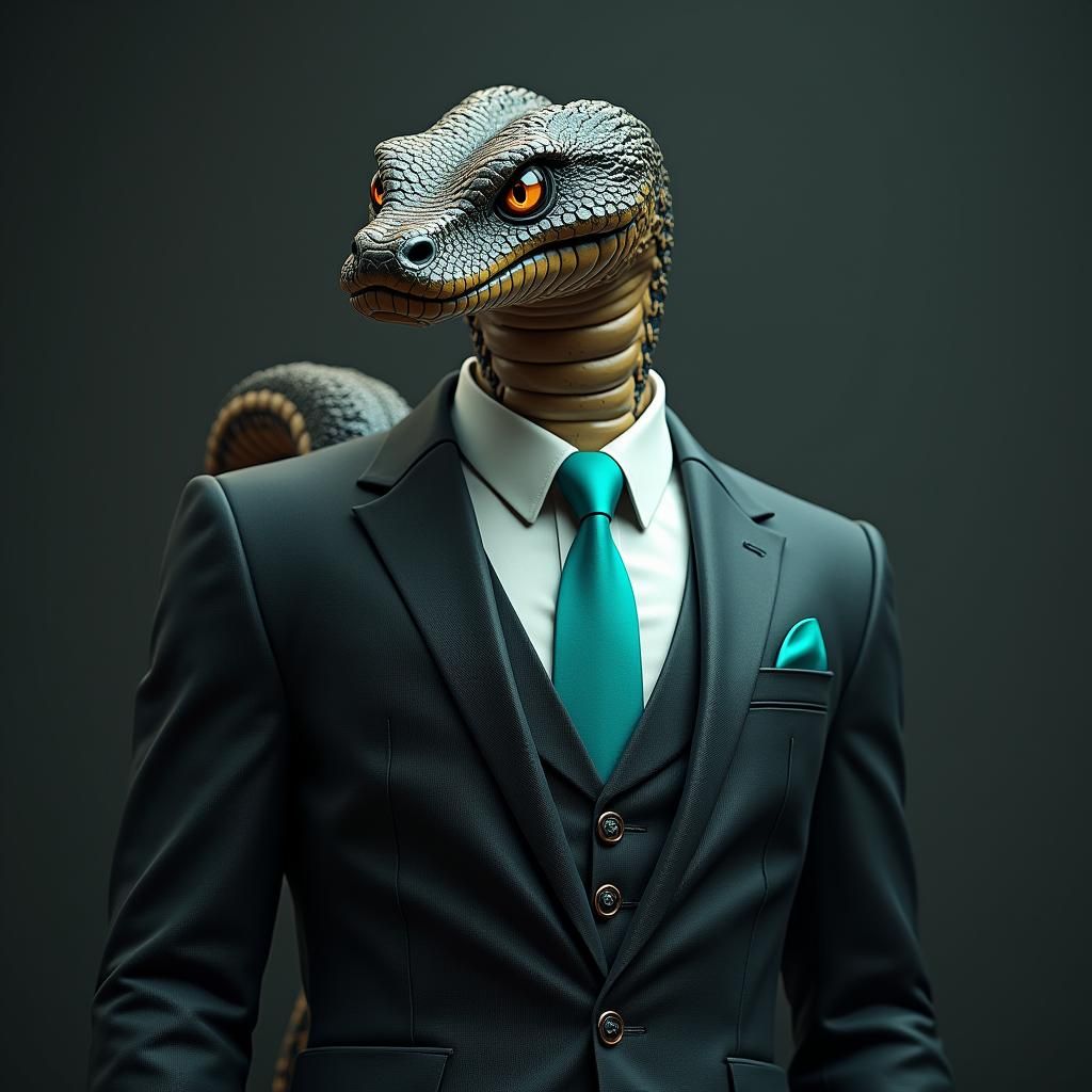 Cobra in Suit: Detailed Fantasy Art