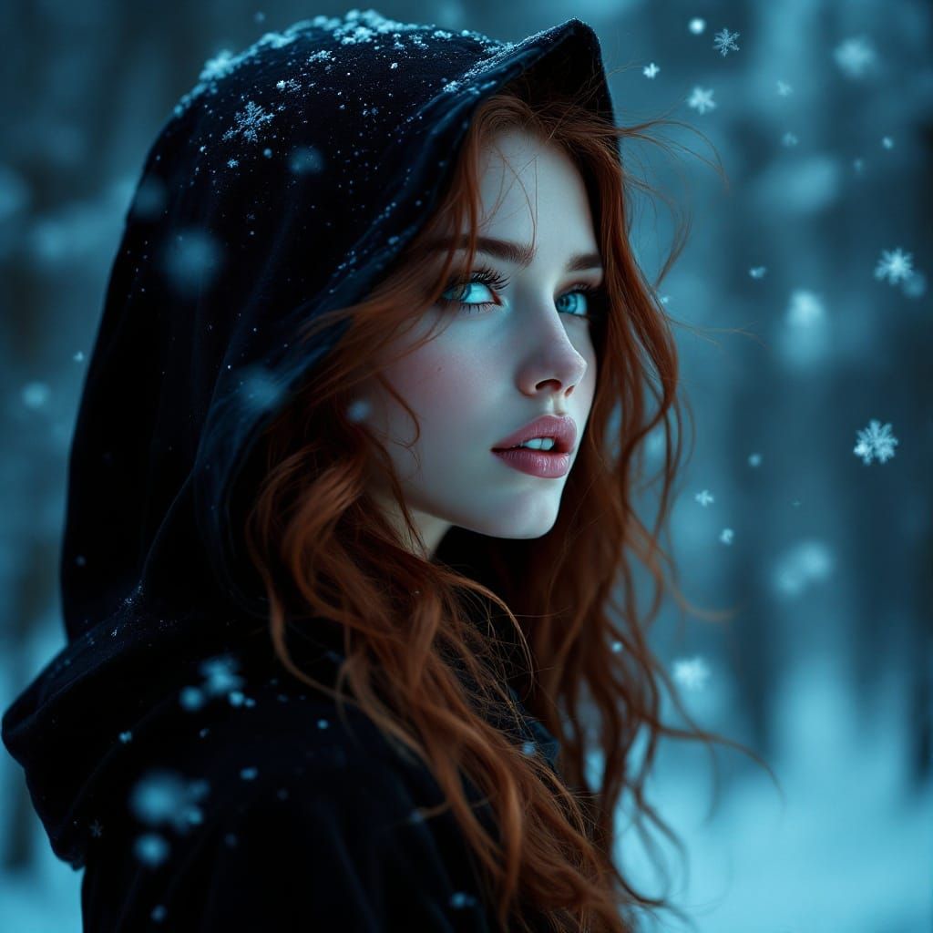 Ethereal Winter Goddess in a Dreamlike Landscape