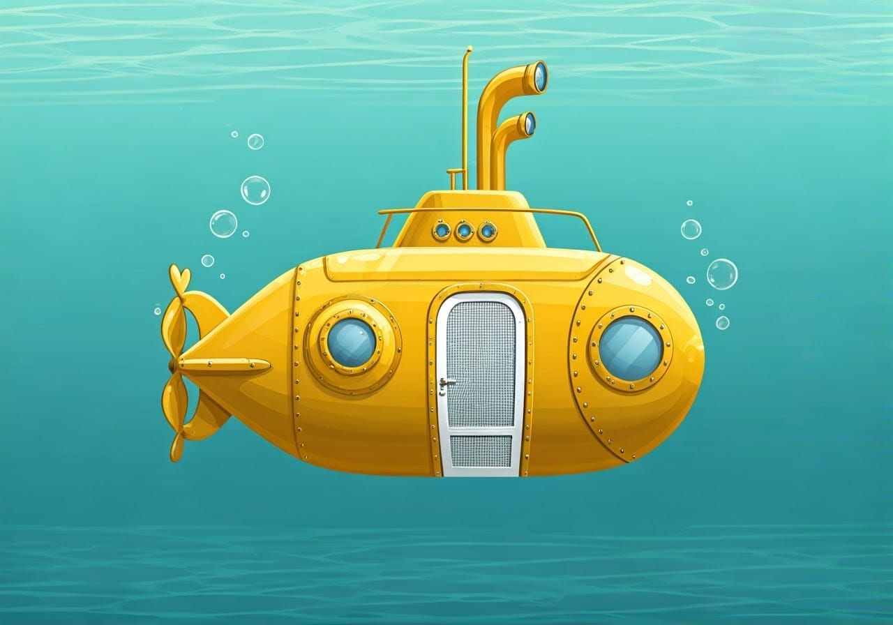 Yellow Submarine with a Screen Door, Cartoon Style