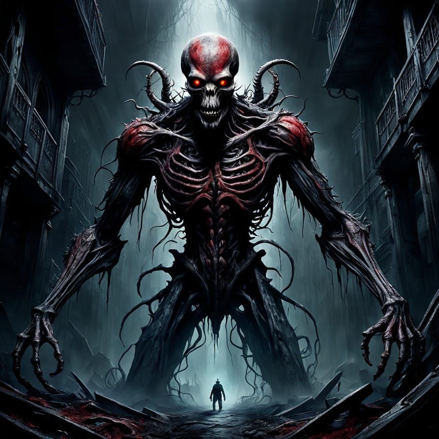 Surreal Gothic Creature Emerges from Shadows in Hyperrealist...