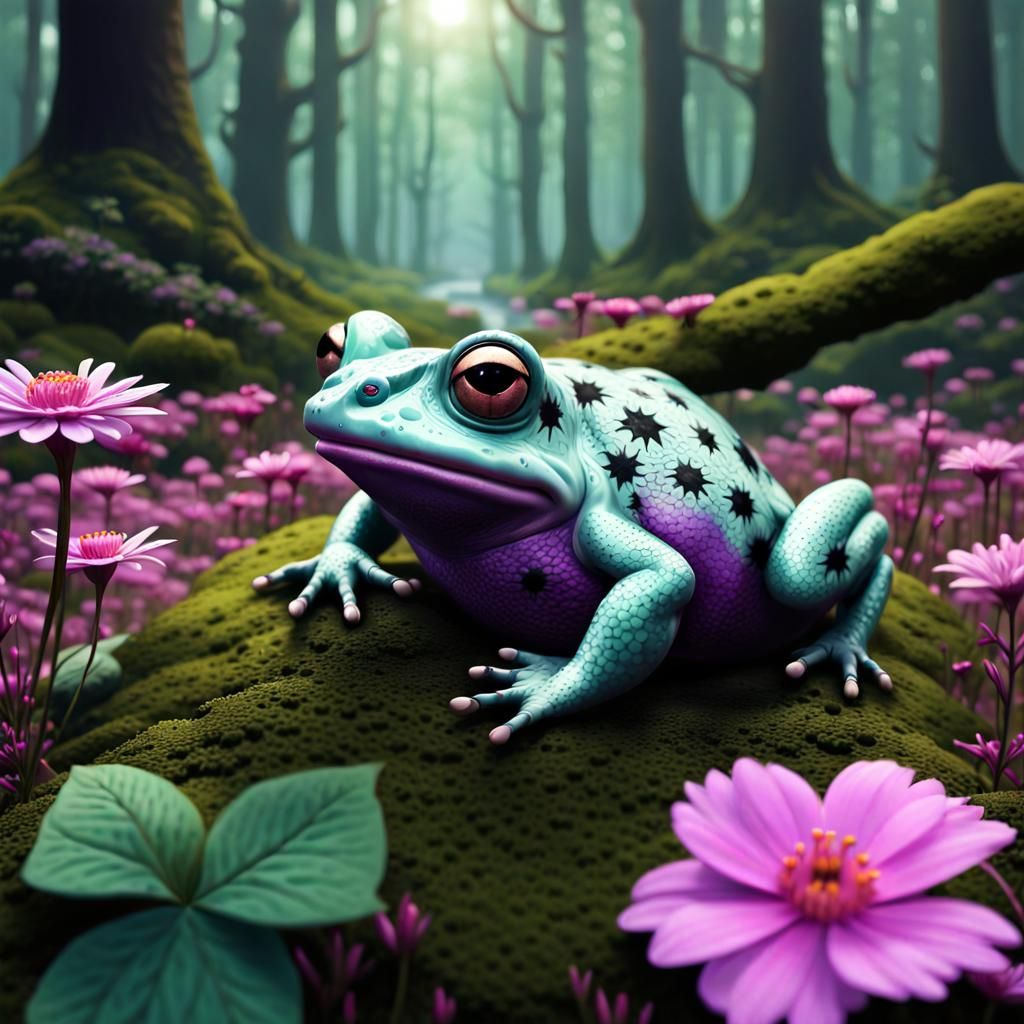 Toad with Flowers: Detailed Matte Painting