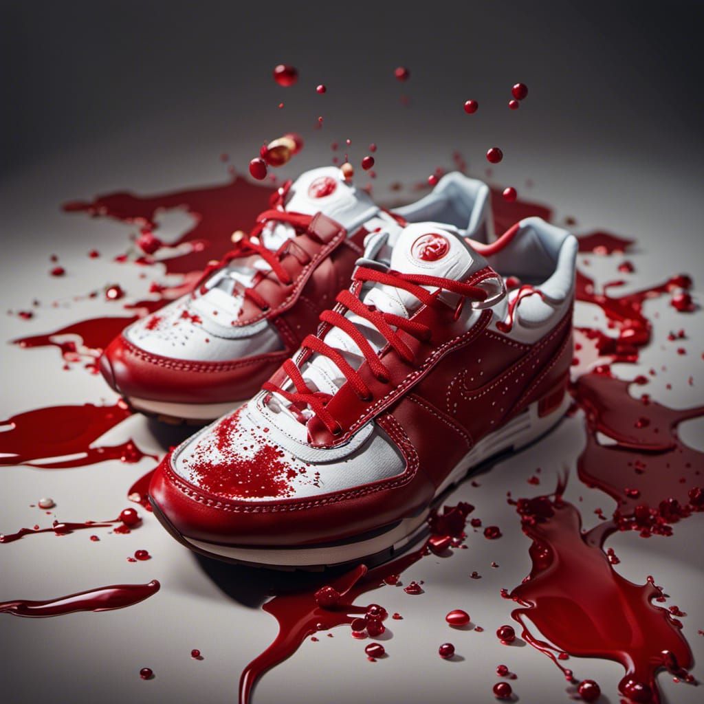 Hyperrealistic Photography of Blood Red Shoes