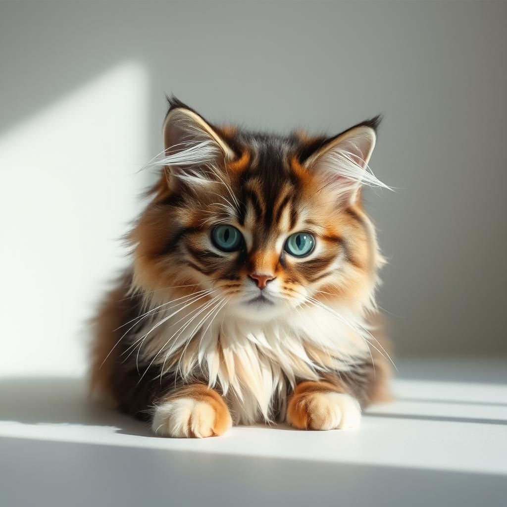 Surreal Minimalist Fluffy Cat