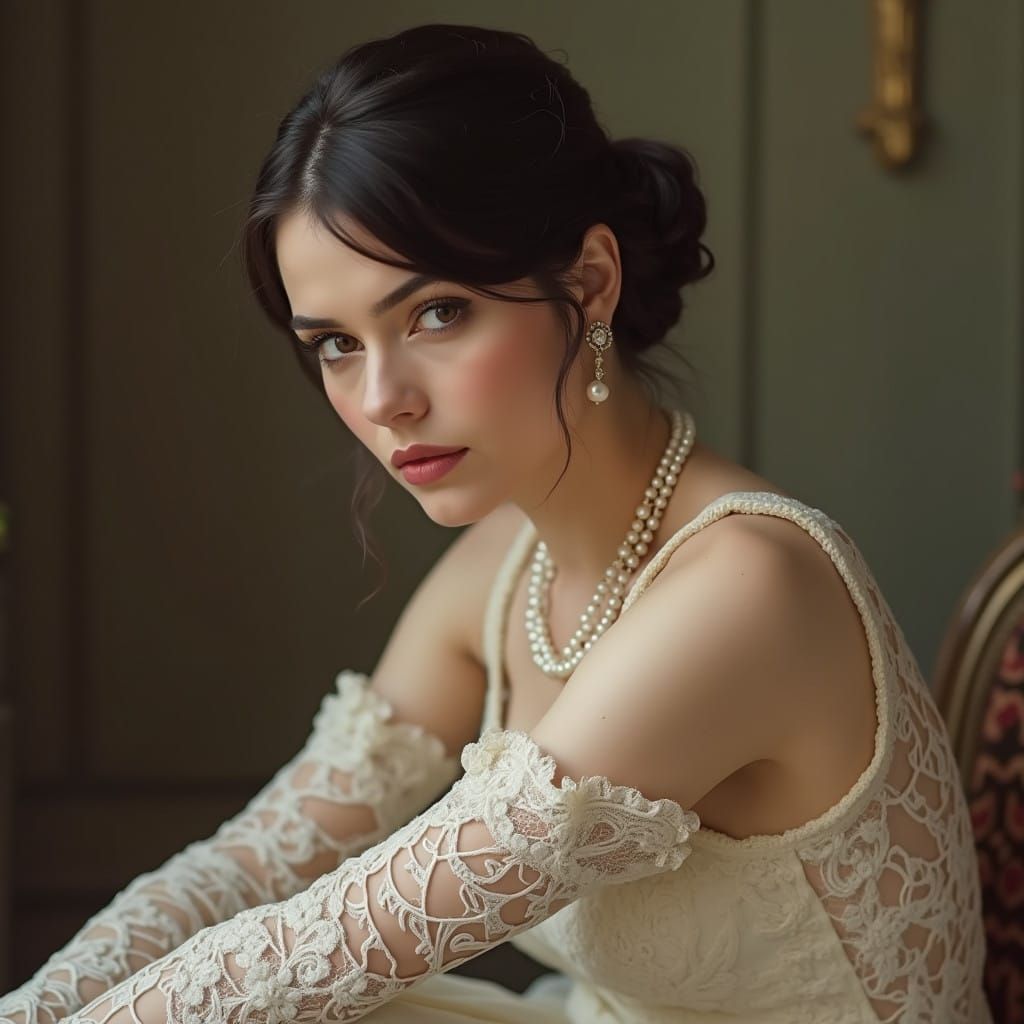 Elegant 1920s Female Portrait in Photorealistic Style