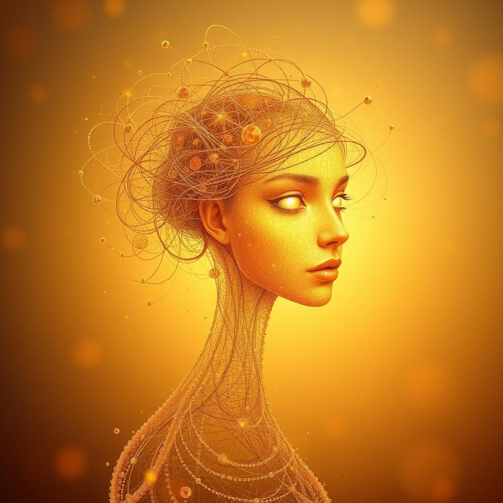 Ethereal Particle Woman: Mystical Entangled States