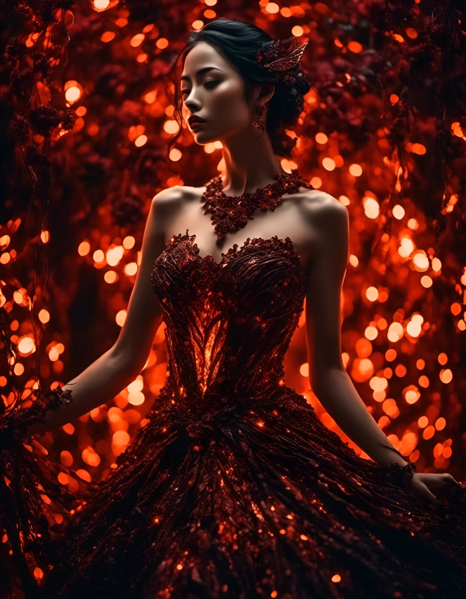 Lava Dress: Dark Fantasy Art in Intense Colors