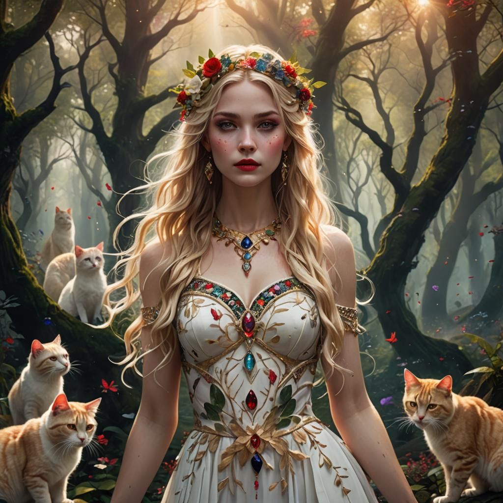 Enchanted Forest Goddess in Gemstone Fantasy Art