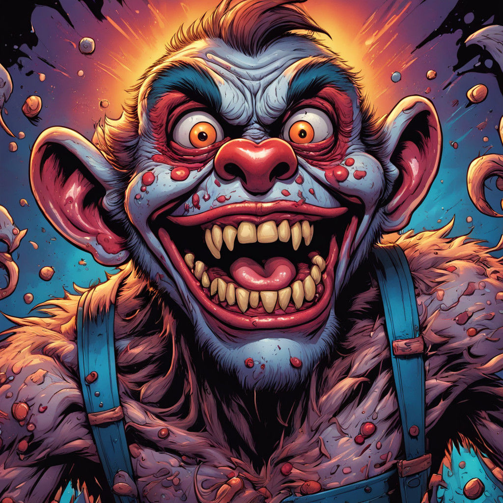 Maniacal Cartoon Chaos: Zombie Monkey Monster Clown
