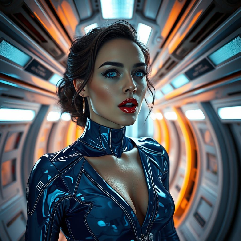 Seductive Female in Futuristic Spacecraft, Inspired by Syd M...