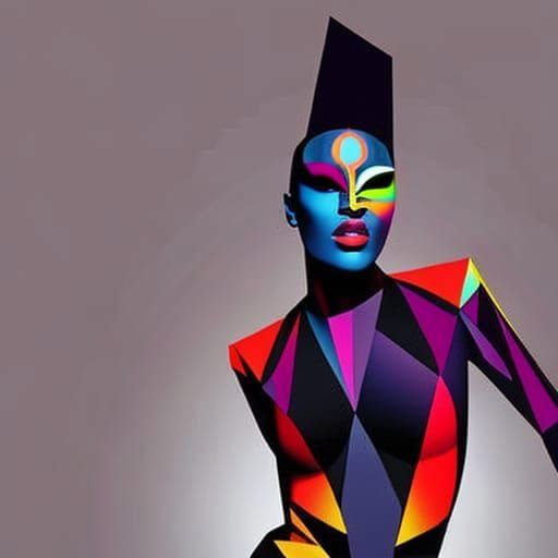 Grace Jones Portrait in Cubist Pop Art Style