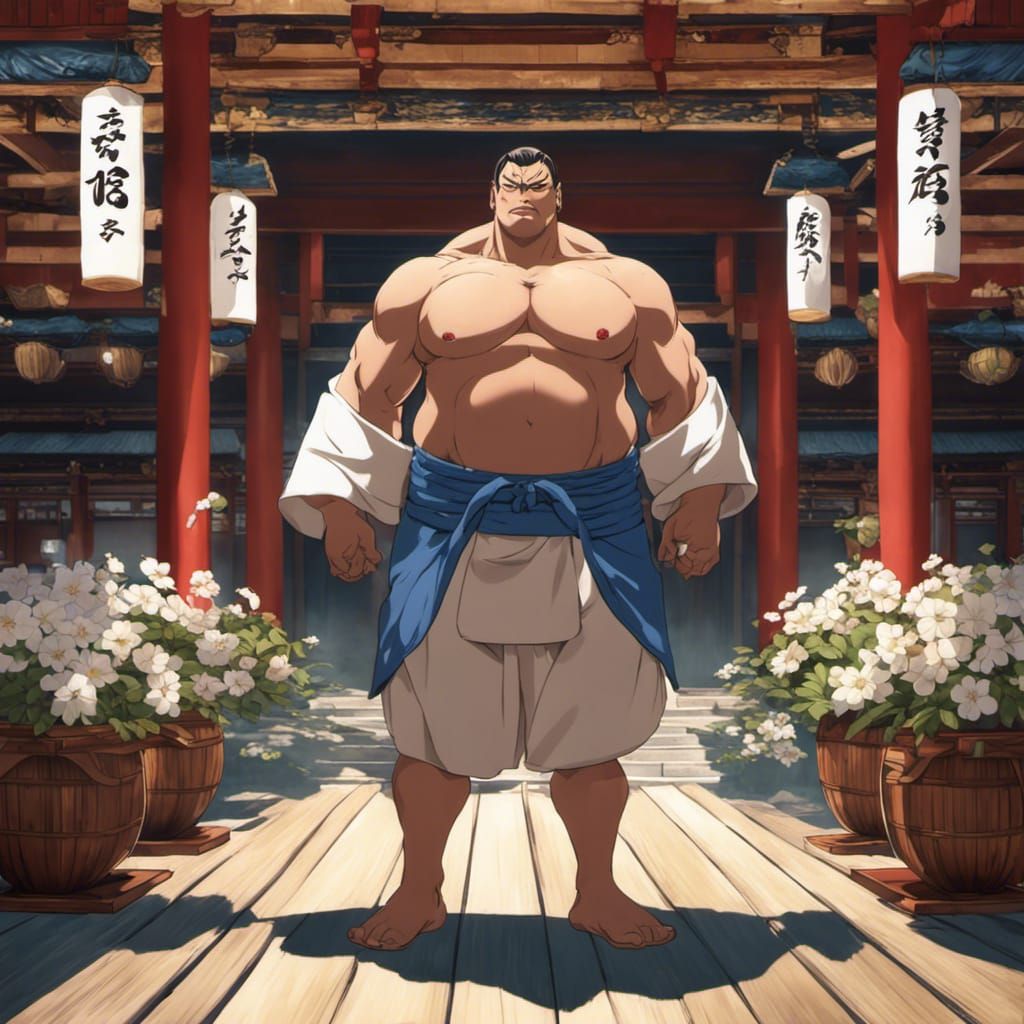 Muscular Sumo Wrestler in Anime Style