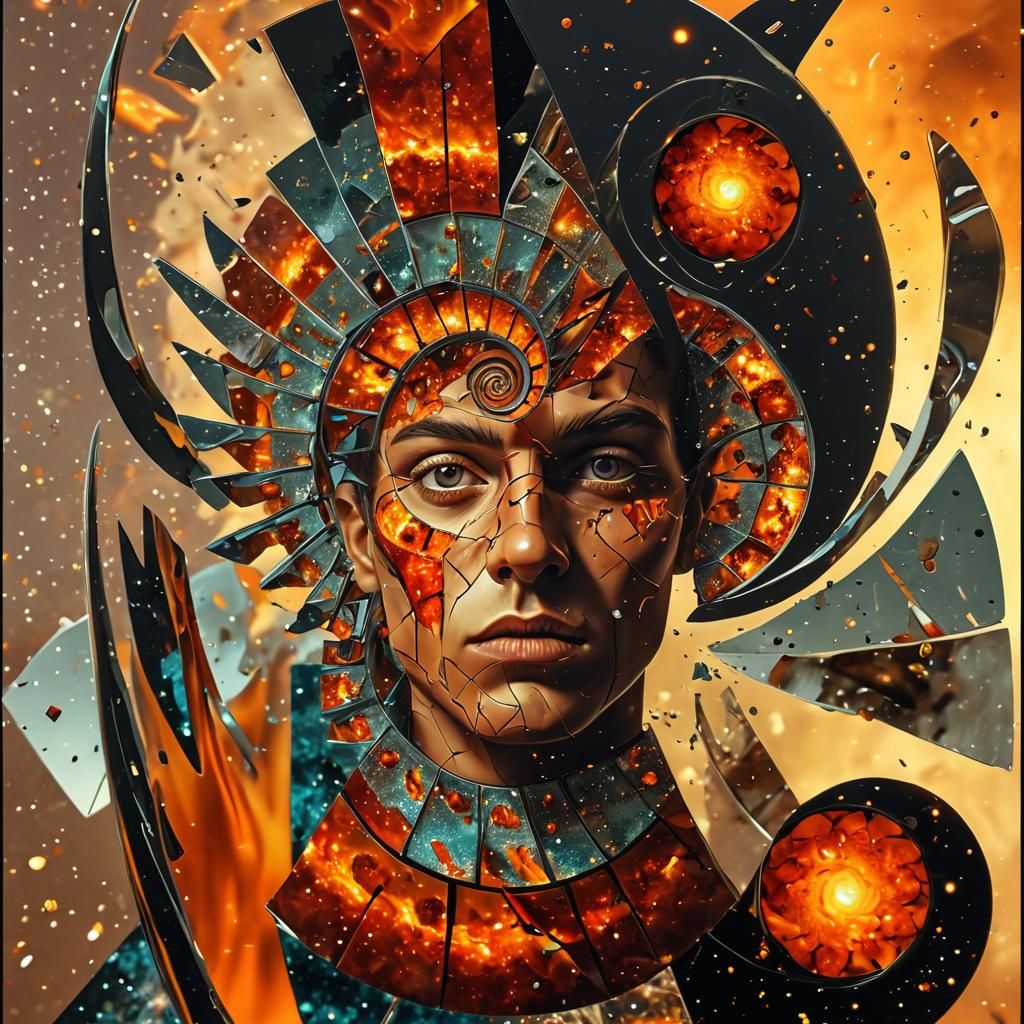 Galactic Mirror Shards: A Photorealistic 3D Explosion