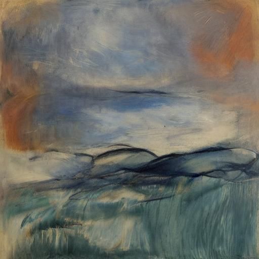 Expressionist Landscape: Wind Sweeping Clouds in Vibrant Col...