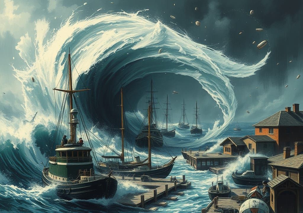 Dramatic Hurricane in Futuristic Illustration Style