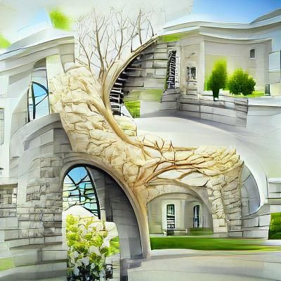 Modern Royal House with Arch in Matte Painting Style