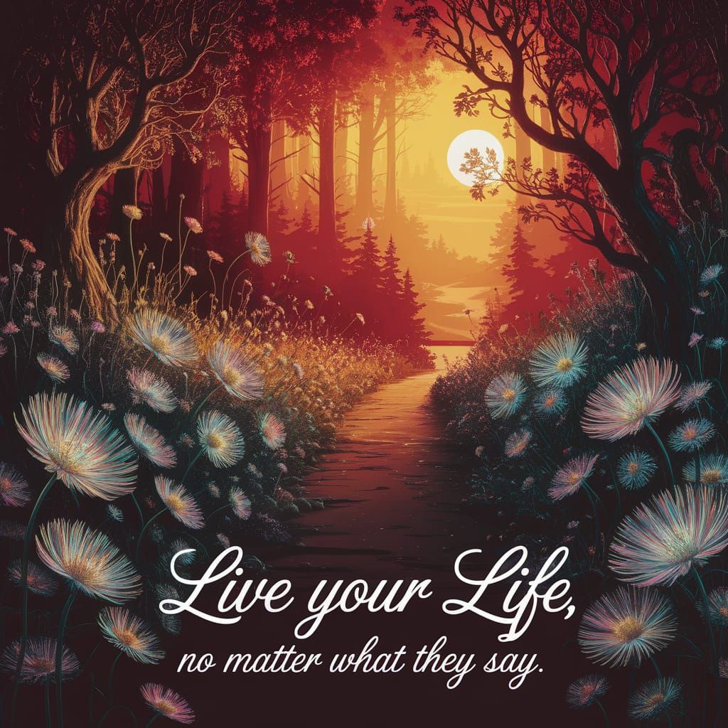 Whimsical Forest Matte Painting with Inspirational Text