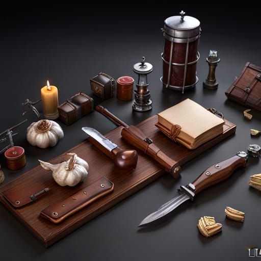 Vampire Hunting Supplies as 3D Rendered Art