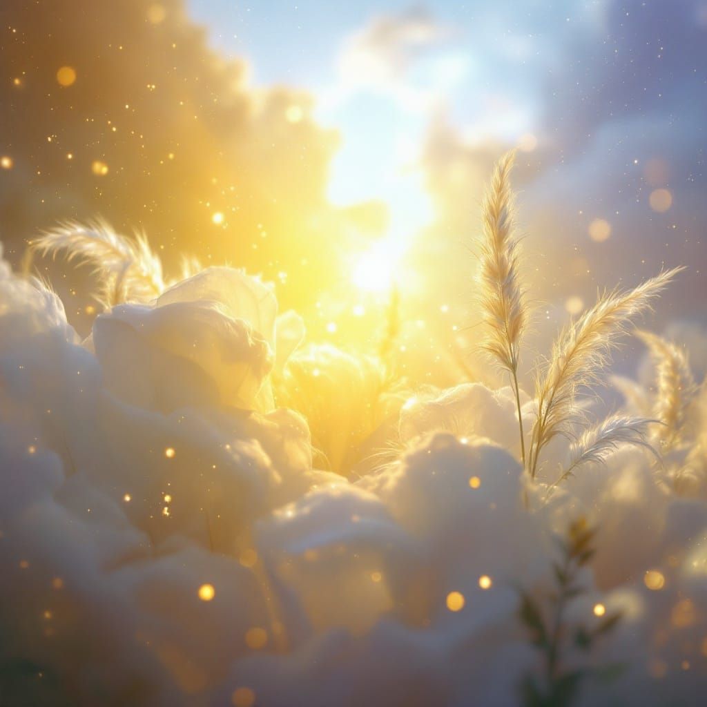 Radiant Golden Glow Illuminates a Celestial Scene in a Vibra...