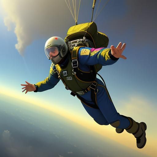 Skydiver's Ethereal Descent: A Thomas Kinkade-Inspired Fanta...