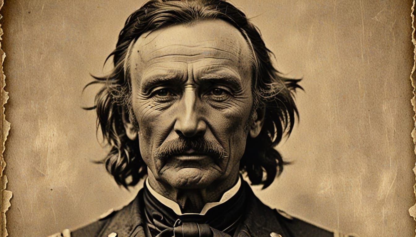 Vintage Portrait of General George Armstrong Custer in Sepia...