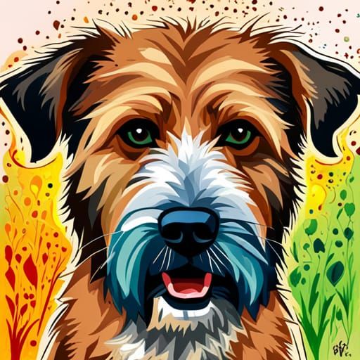Wheaten Terrier Collage Portrait in Graffiti Art Style
