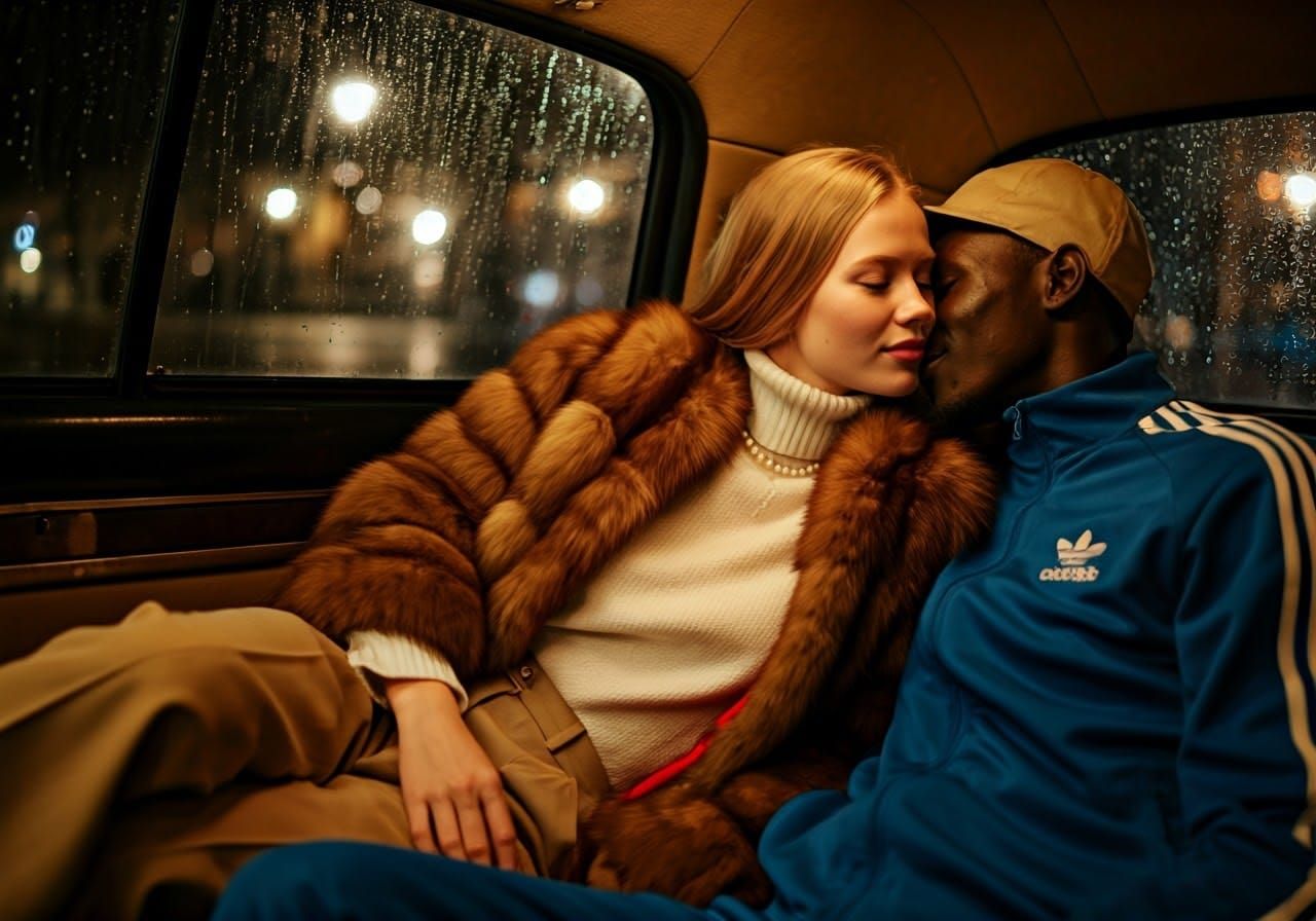 Elegant Woman and Suave Gentleman Share Intimate Moment in P...