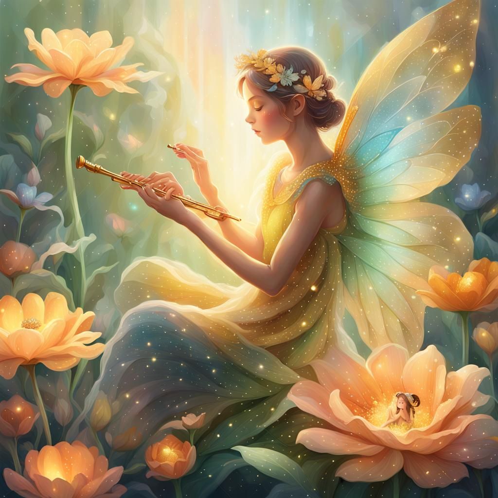 Fairy in Flower, Dreamy Fantasy Illustration