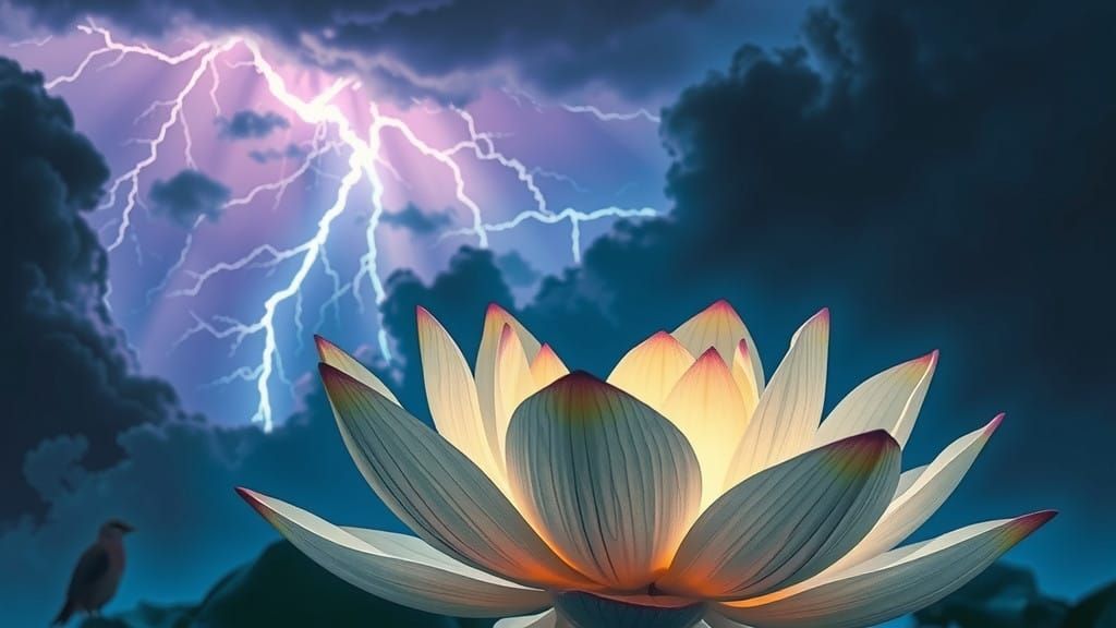 Dreamlike Lotus in Cosmic Storm
