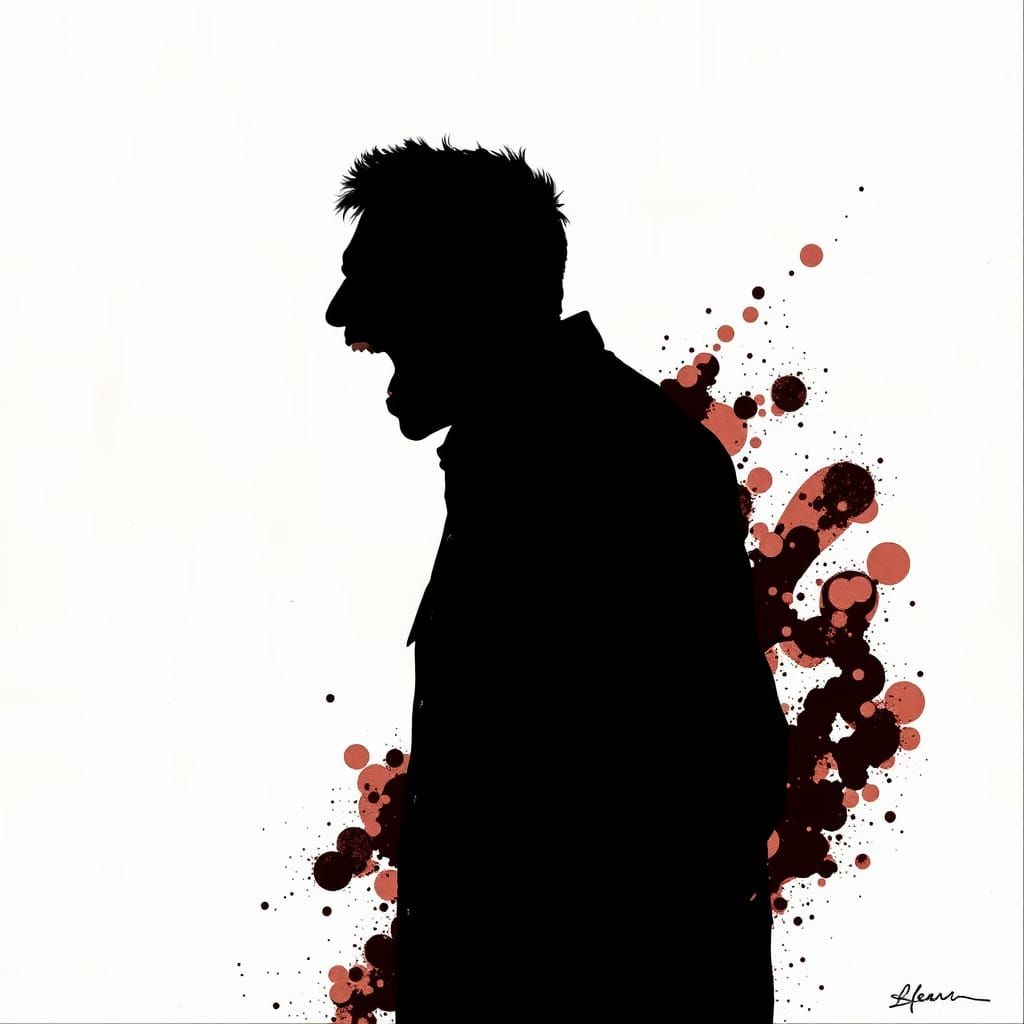 Furious Man Yells in Trauma-Inspired Ink Blot Art