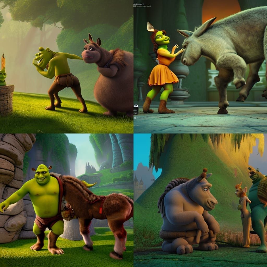 Shrek and Donkey: Detailed Matte Painting