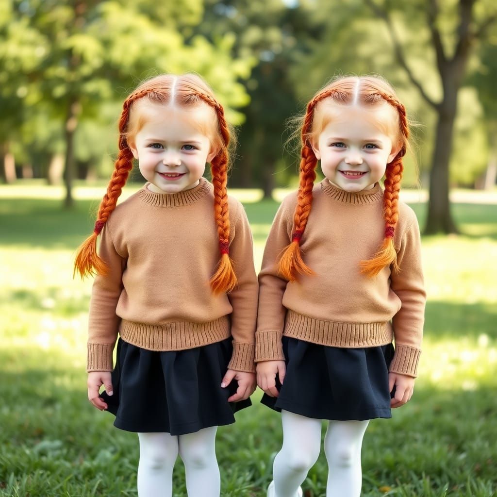 Red-Haired Twins in Perfect Harmony