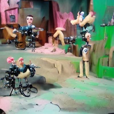 Dieselpunk Robot Chicken Claymation