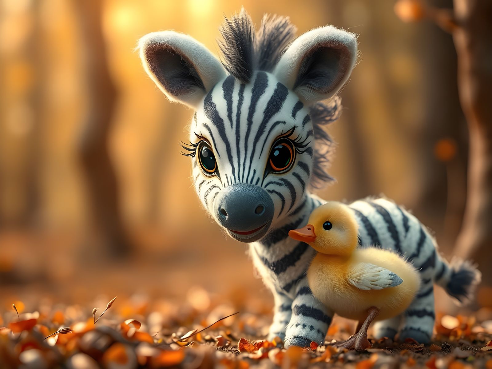 Whimsical Baby Zebra in Enchanted Forest