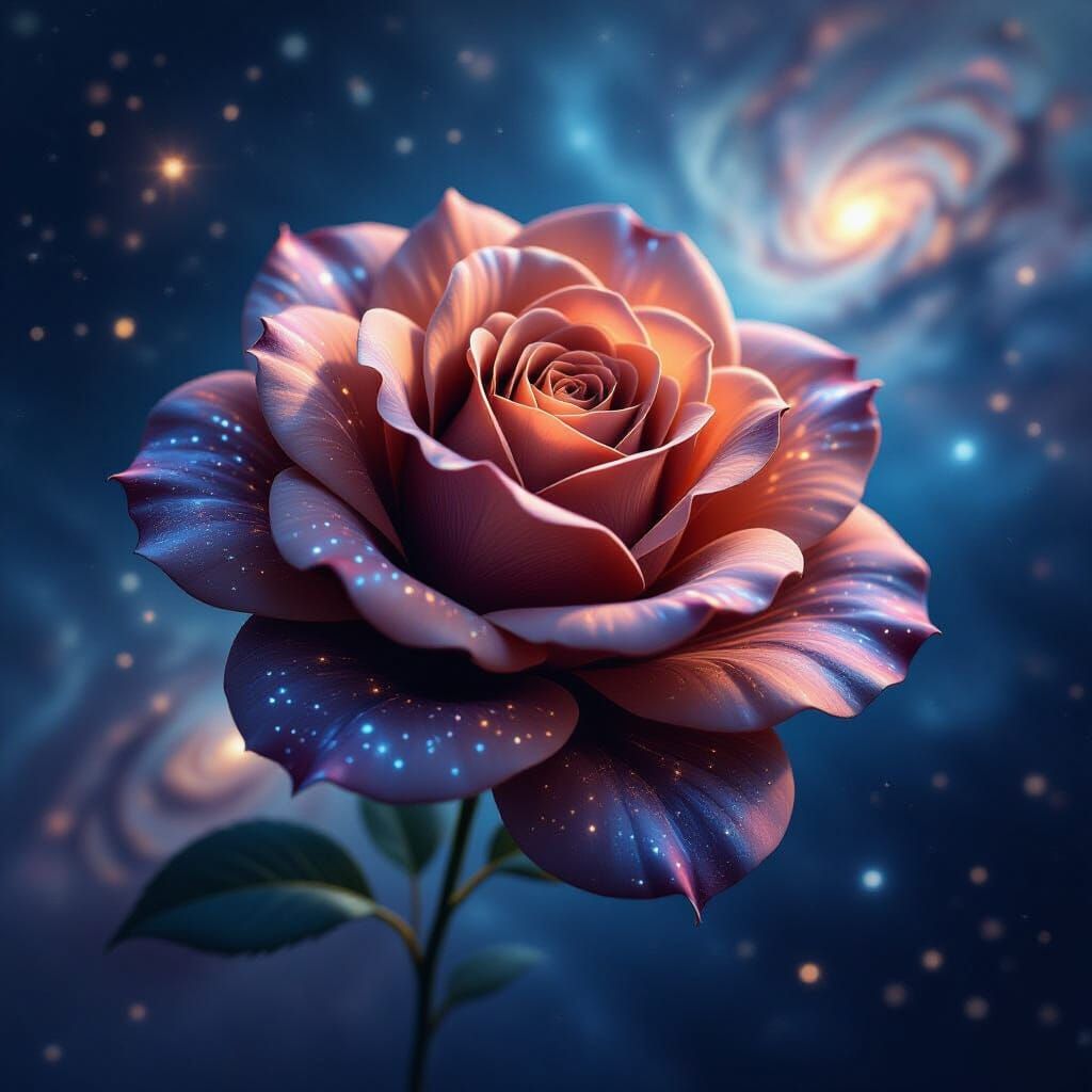 Cosmic Rose Floating in Nebula Void