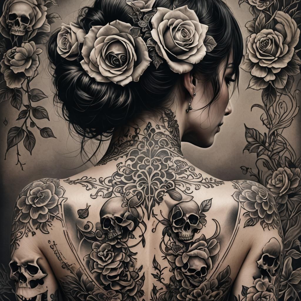 Memento Mori Tattoo Art in Hyperrealistic Style