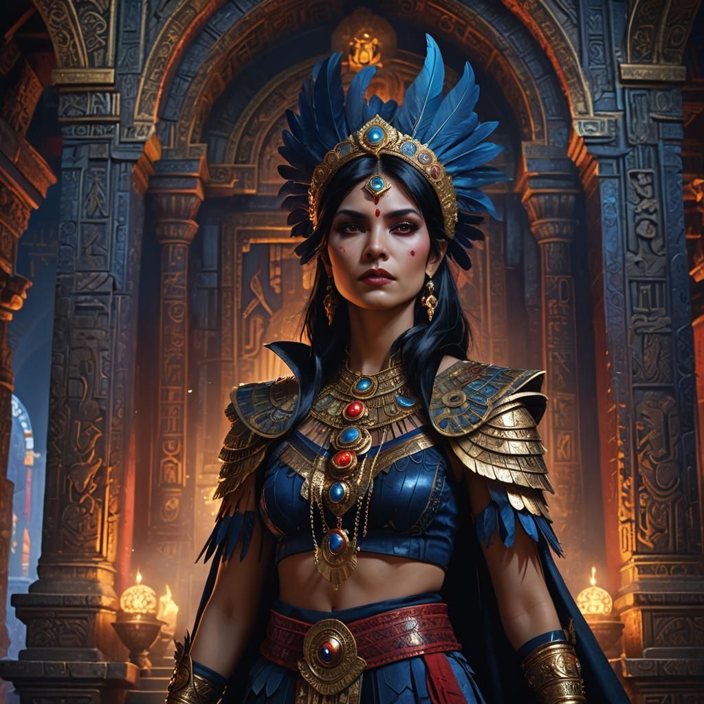 Aztec Vampire Lady Portrait in Dark Fantasy Style
