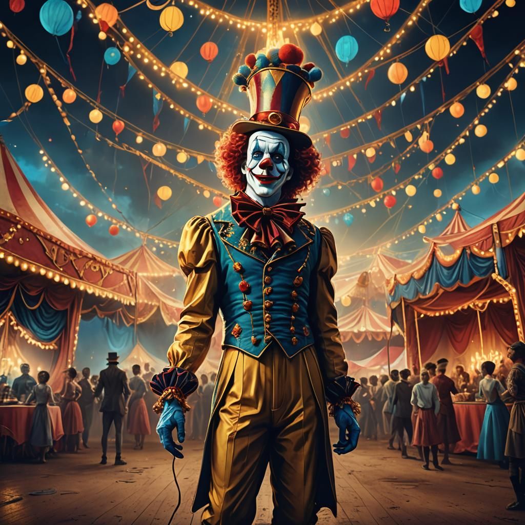 Payaso in a Vibrant Circus: Fantasy Concept Art