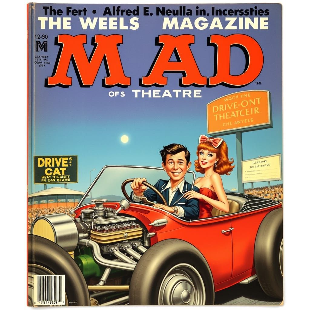 Vintage MAD Magazine Cover: Alfred and Steampunk Rat Rod