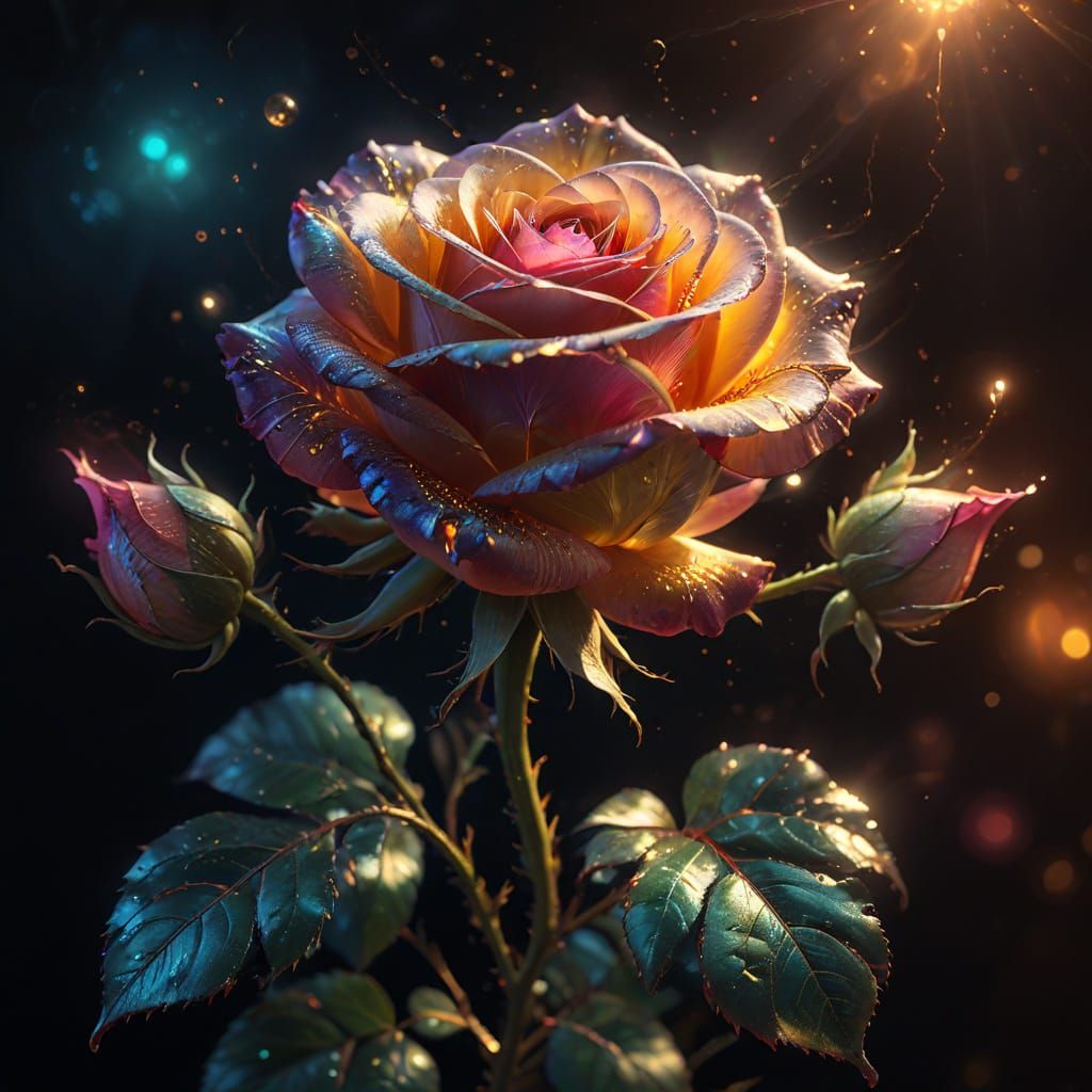 Magical Glowing Rose in Ethereal Fantasy Art