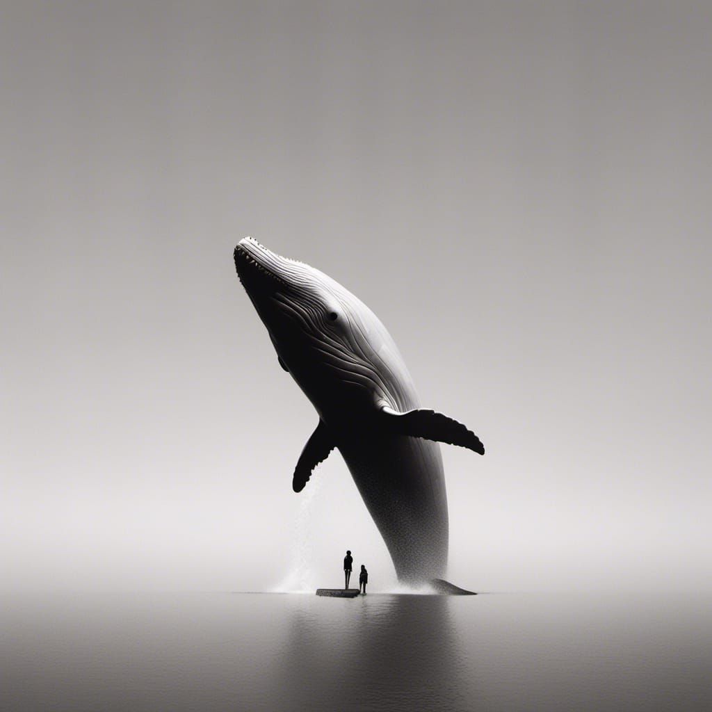 Minimalist Monochrome White Whale Illustration